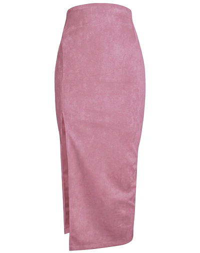 FALDA BRUNA GAMUZA PALO ROSA 