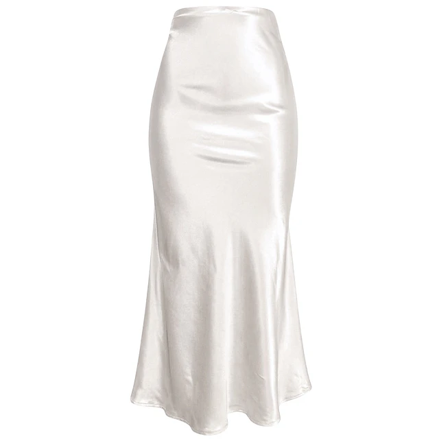 FALDA LORENZA SATIN BLANCO PERLA 