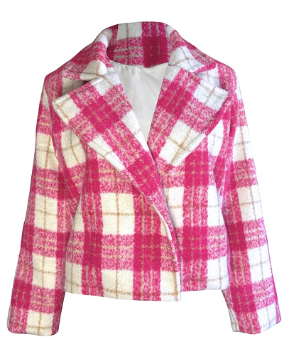 CHAQUETA ISADORA PAÑO TARTÁN PINK