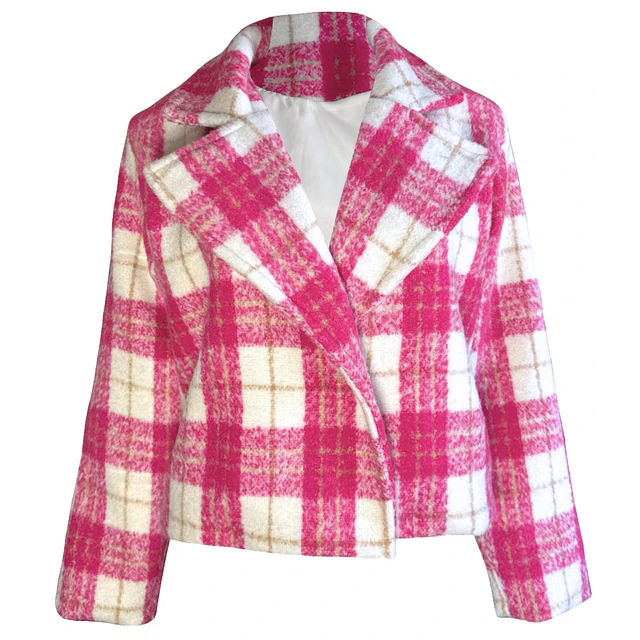 CHAQUETA ISADORA PAÑO TARTÁN PINK