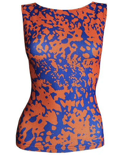 TOP ARALIA PRINT BLUE ORANGE 