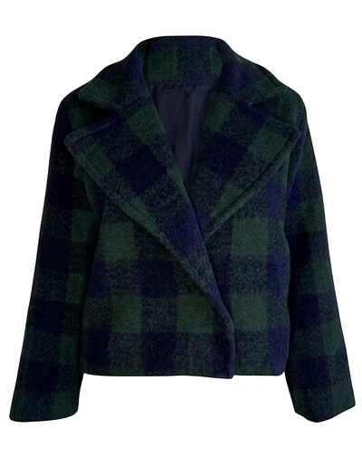 CHAQUETA ISADORA  PAÑO BUFFALO CHECK GREEN AND BLUE MARINE 