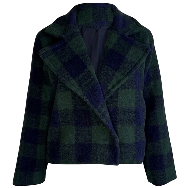 CHAQUETA ISADORA  PAÑO BUFFALO CHECK GREEN AND BLUE MARINE 