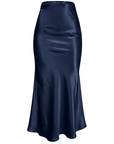 FALDA LORENZA SATIN AZUL MARINO 