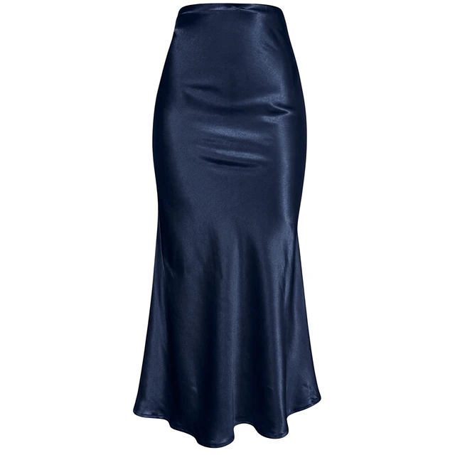 FALDA LORENZA SATIN AZUL MARINO 