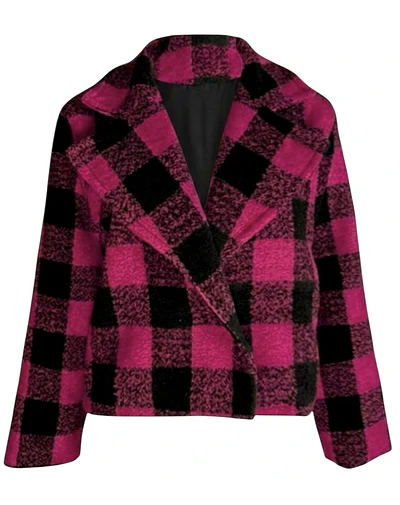 CHAQUETA ISADORA PAÑO BUFFALO CHECK BLACK AND PINK