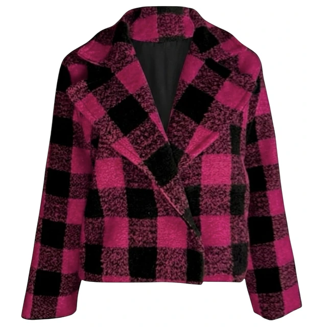 CHAQUETA ISADORA PAÑO BUFFALO CHECK BLACK AND PINK