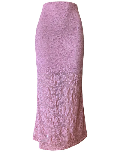 FALDA BEGOÑA ENCAJE PALO ROSA