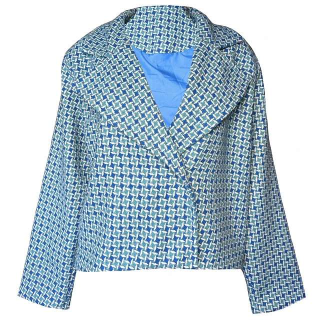 CHAQUETA ISADORA PAÑO GEOMETRIC BLUE 