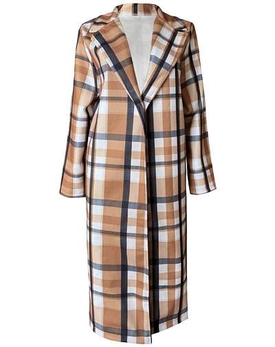 ABRIGO RENATA BRITANIA TARTAN CAMEL 