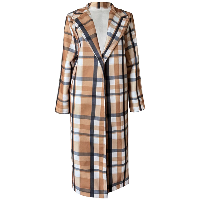 ABRIGO RENATA BRITANIA TARTAN CAMEL 