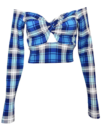 TOP DOMINIQUE TARTAN BLUE 