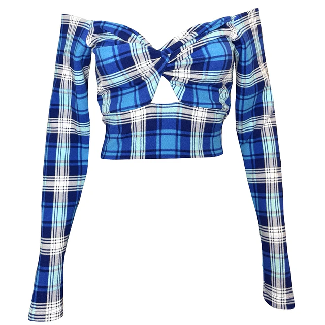TOP DOMINIQUE TARTAN BLUE 