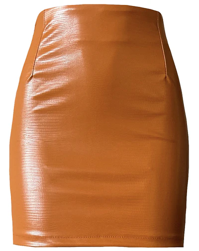 FALDA GRETA CUERINA CROCO CARAMEL