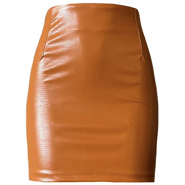 FALDA GRETA CUERINA CROCO CARAMEL