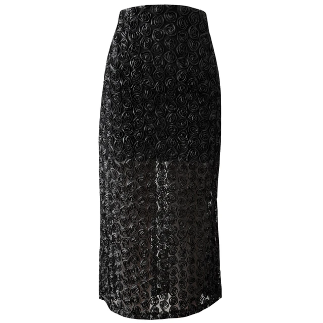 FALDA LOREDANA BLACK ROSES 