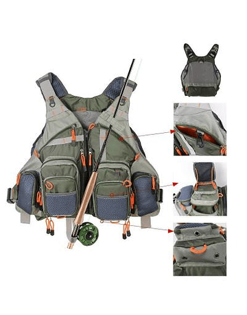 Chaleco de pesca con morral