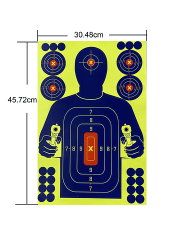Pack de 10 Diana de tiro autoadhesivas y reactiva hombre