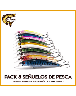 Pack de señuelos de pesca, colores surtidos.