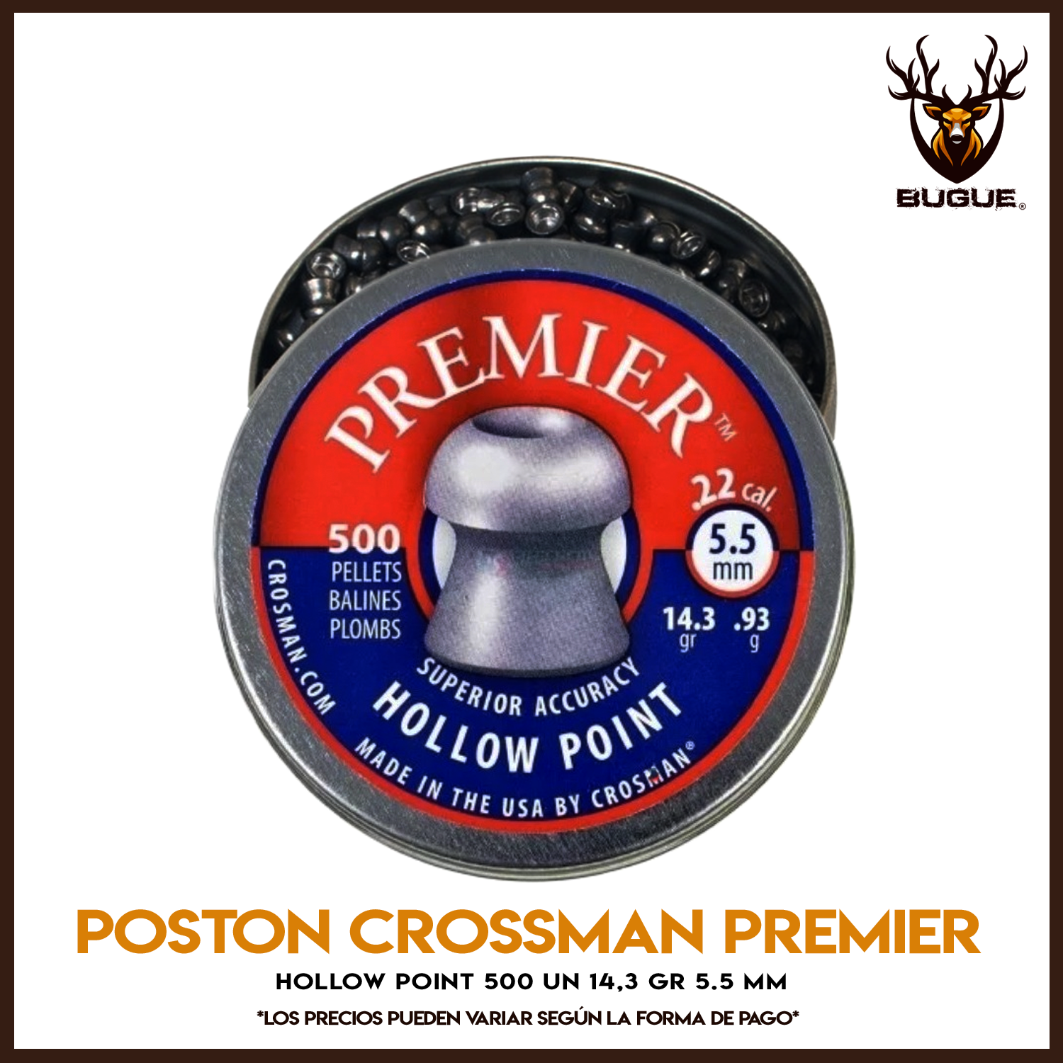 POSTON CROSSMAN PREMIER HOLLOW POINT 500 UN 14,3 GR 5.5 MM