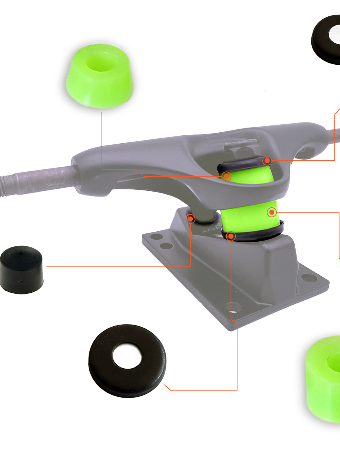 Bushing verde + arandela + pivot 4