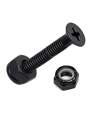 Pernos Skate Tornillos + Tuercas De Seguridad 8 Unidades 8mm Negro