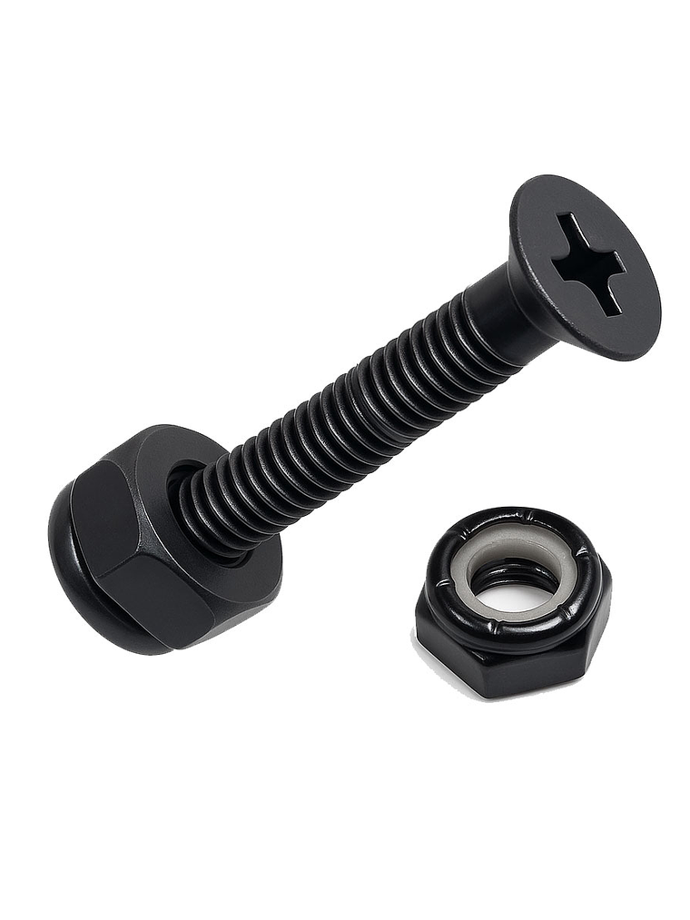 Pernos Skate Tornillos + Tuercas De Seguridad 8 Unidades 8mm Negro 1
