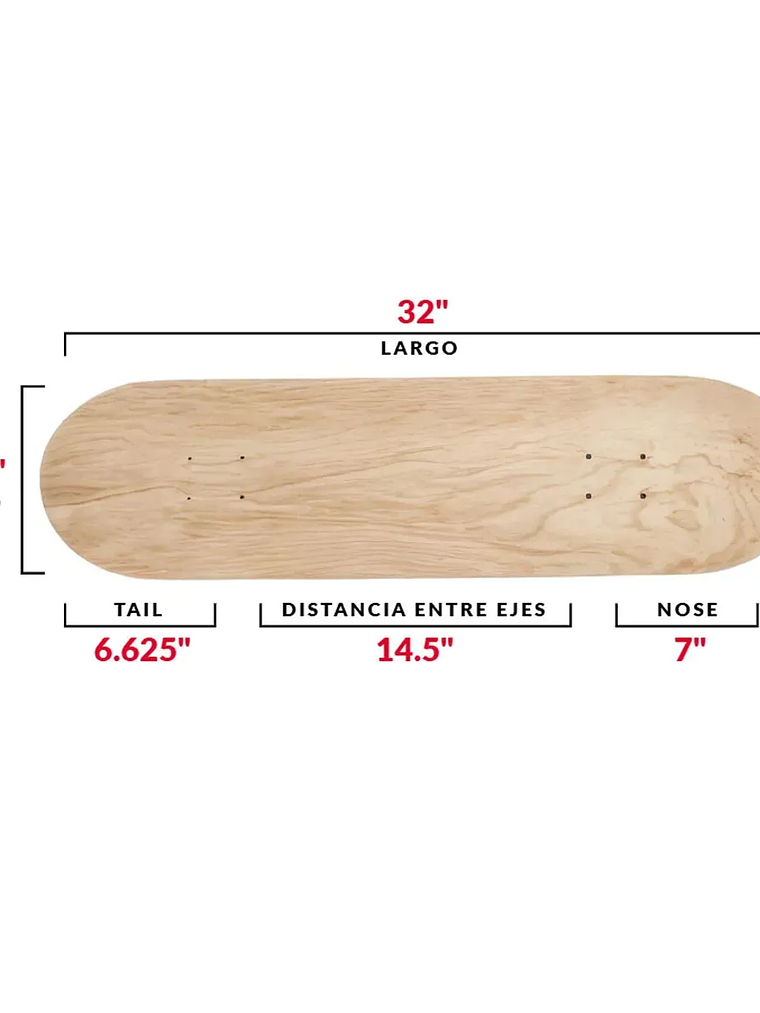 Tabla Skate Profesional 8.00 Blank Hard Rock Maple 7 Capas + lija de regalo 4