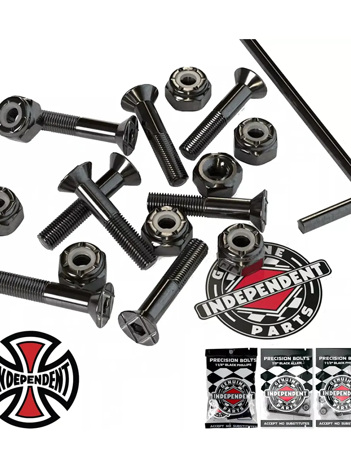 Pernos Skate Independent 1 Pulgada Black Phillips Negros 3