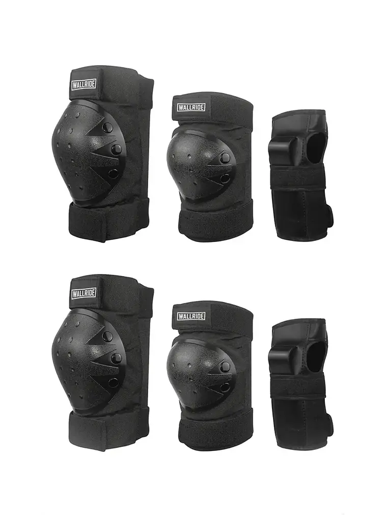 Set Protecciones Wallride S-M Skate Roller 6 Piezas Negro 2