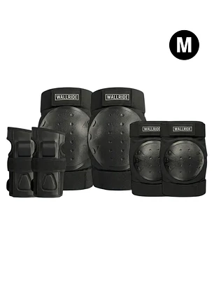 Set Protecciones Wallride S-M Skate Roller 6 Piezas Negro