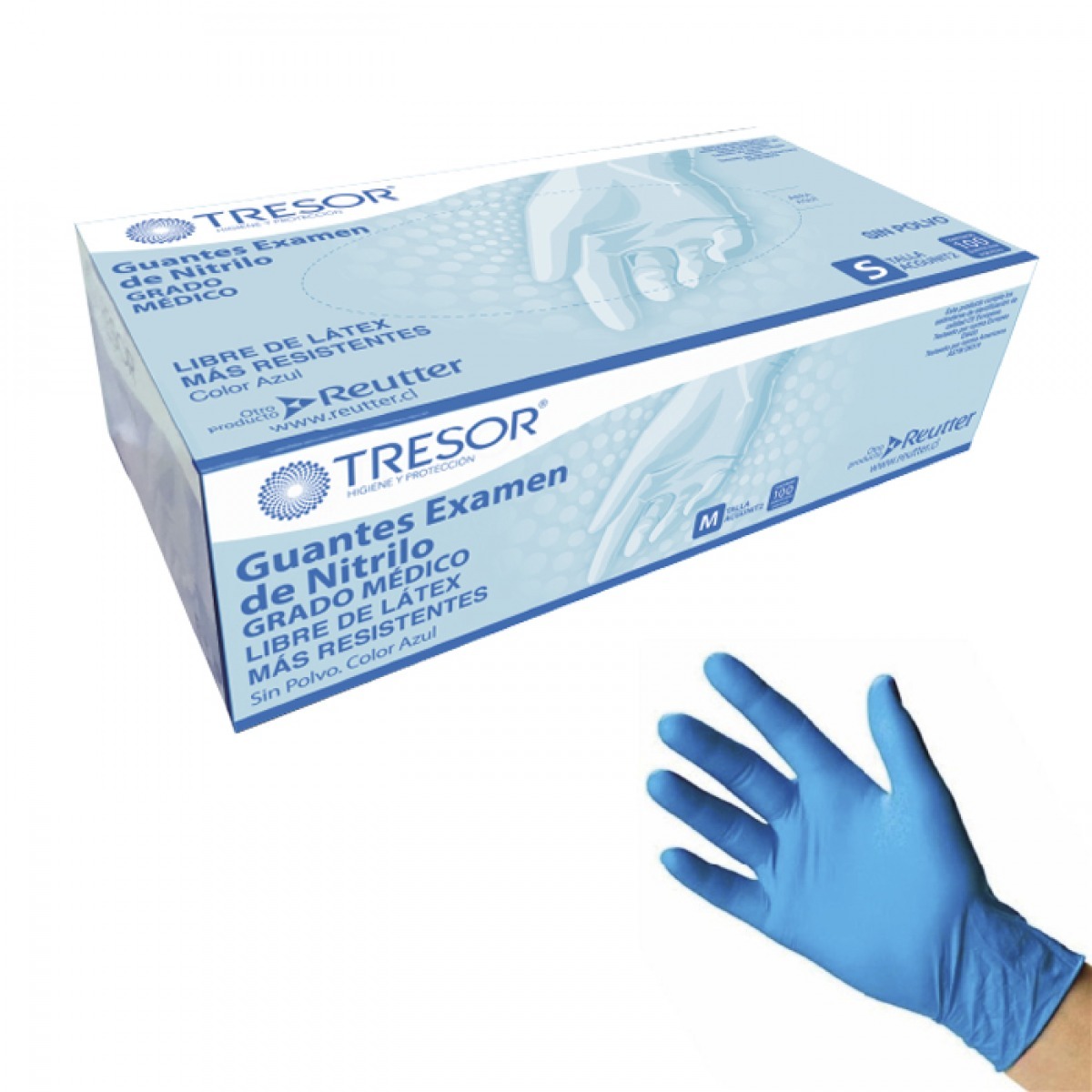 Guante examen nitrilo azul sin polvo talla M