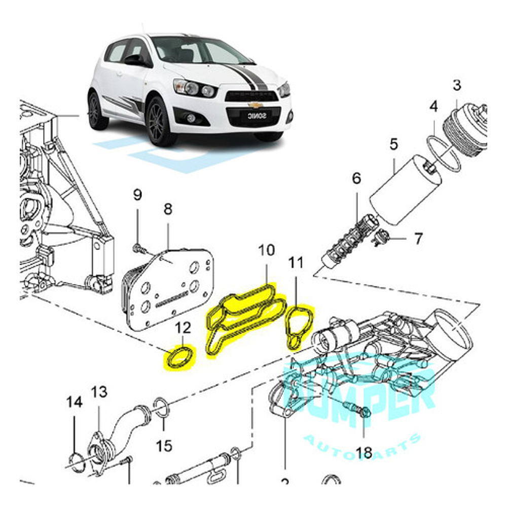 Kit Empaques Enfriador D Aceite - Chevrolet Sonic 1.6 L Gm