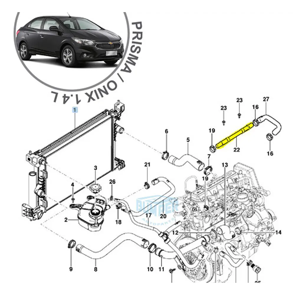 Chevrolet Prisma / Onix Motor 1.4 L - Tubo Calefacción