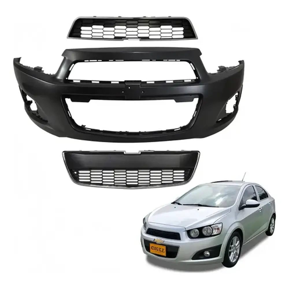 Parachoque Delantero Chevrolet Sonic + 2 Rejillas + 2 Cromos