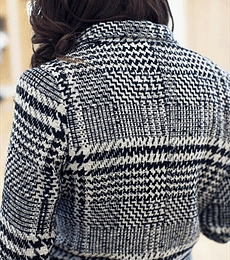 Houndstooth Check Wool Coat