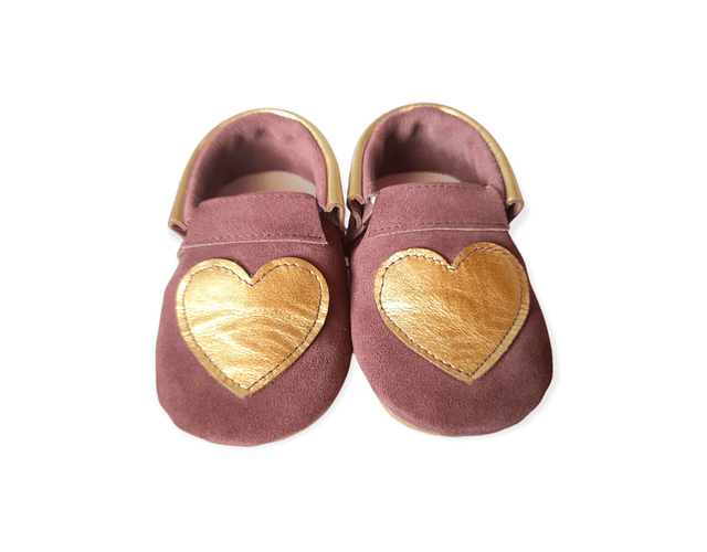 Moccs clásico rosa viejo con dorado, antideslizante