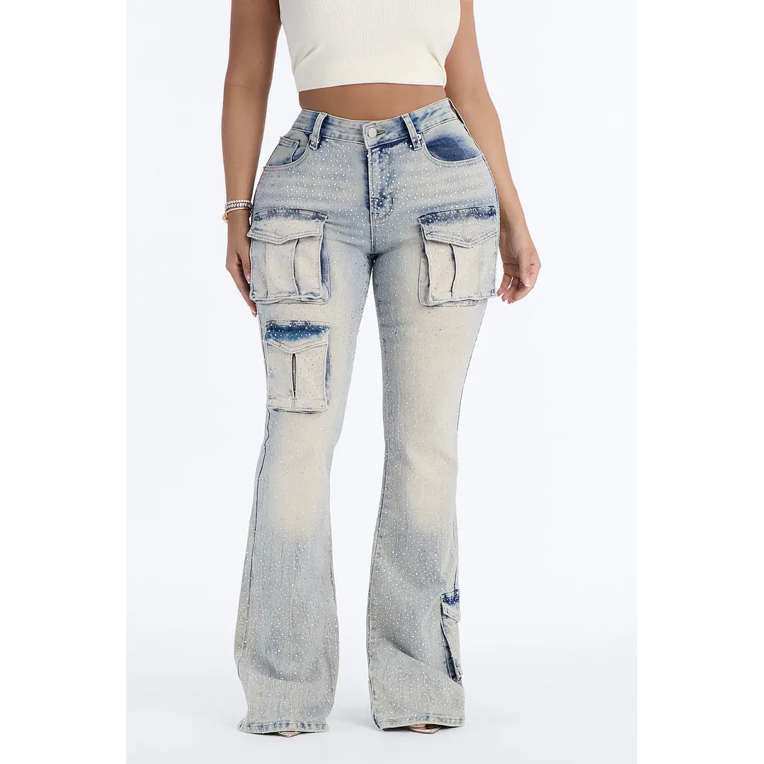 JEANS CARGO BRILLOS FASHION NOVA 1
