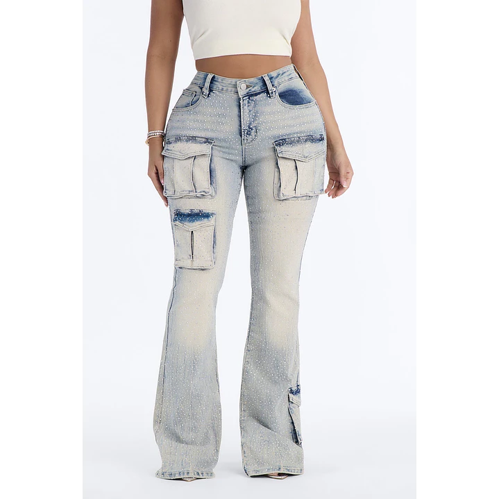 JEANS CARGO BRILLOS FASHION NOVA 1