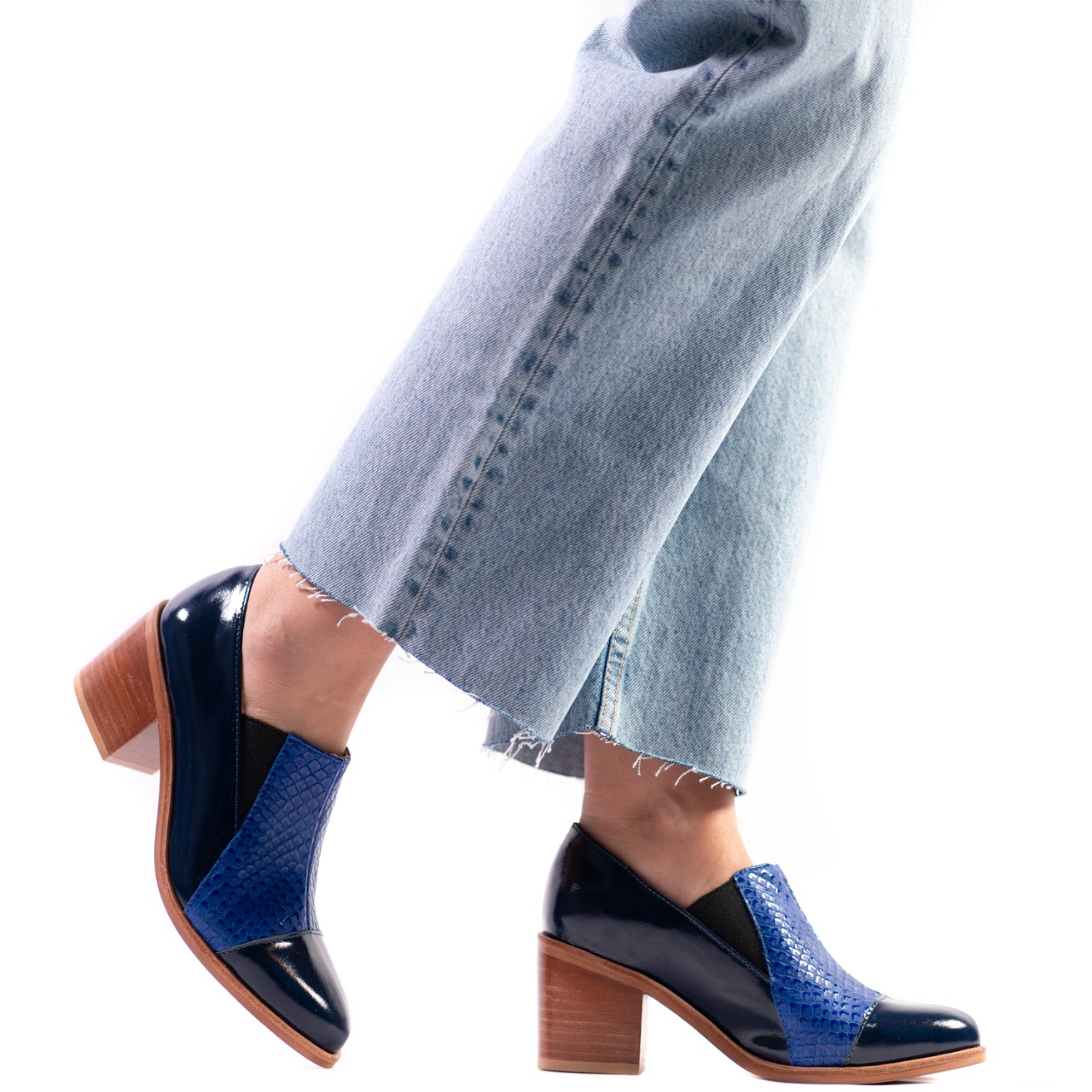 Zapatos tacón Mujer azul - Calzado Cuero - Burano