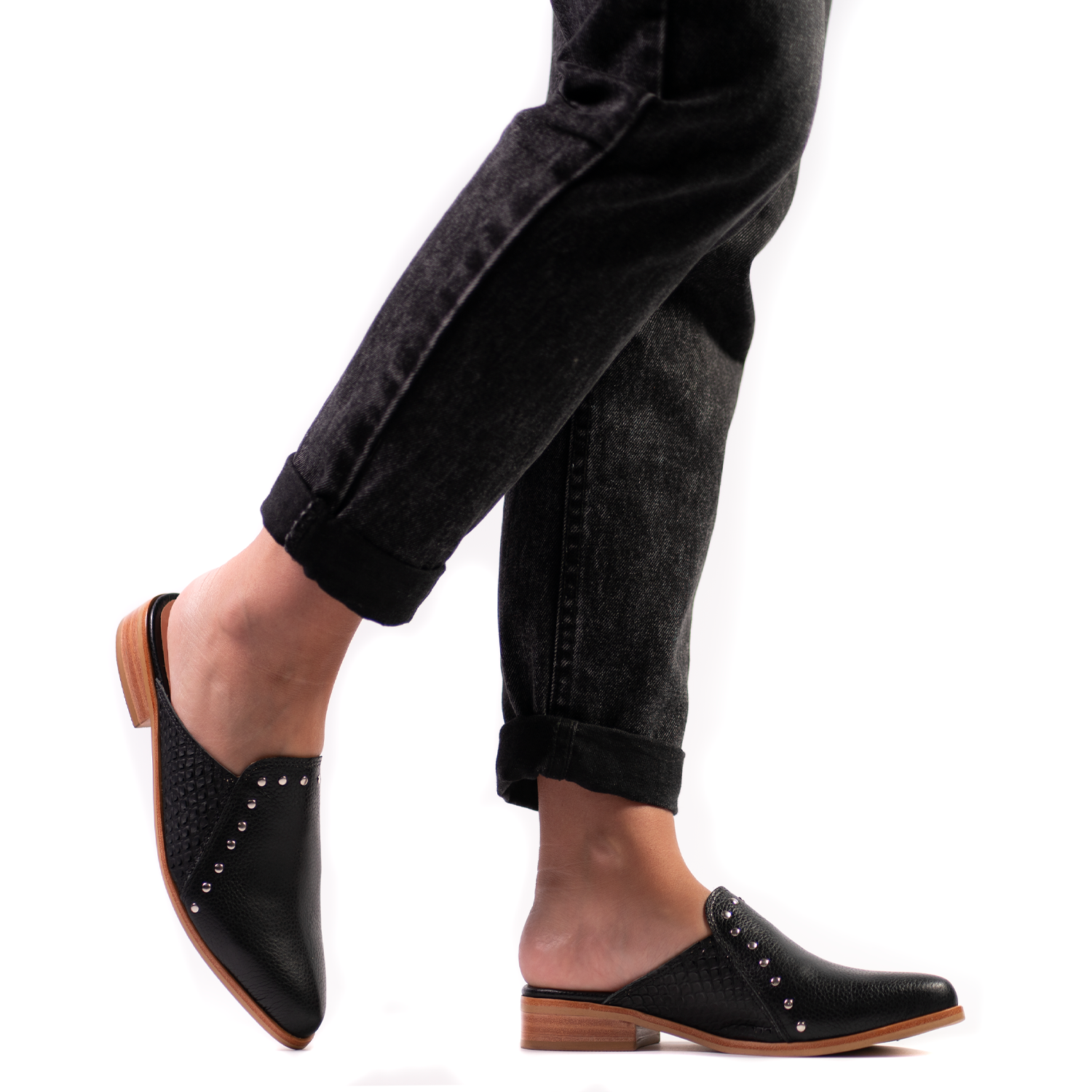 Zapatos Puntilla Mujer color negro - Calzado Cuero - Burano
