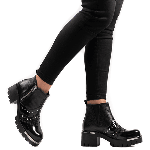 Zapatos Oxford Mujer Negro Print Calzado Cuero Burano