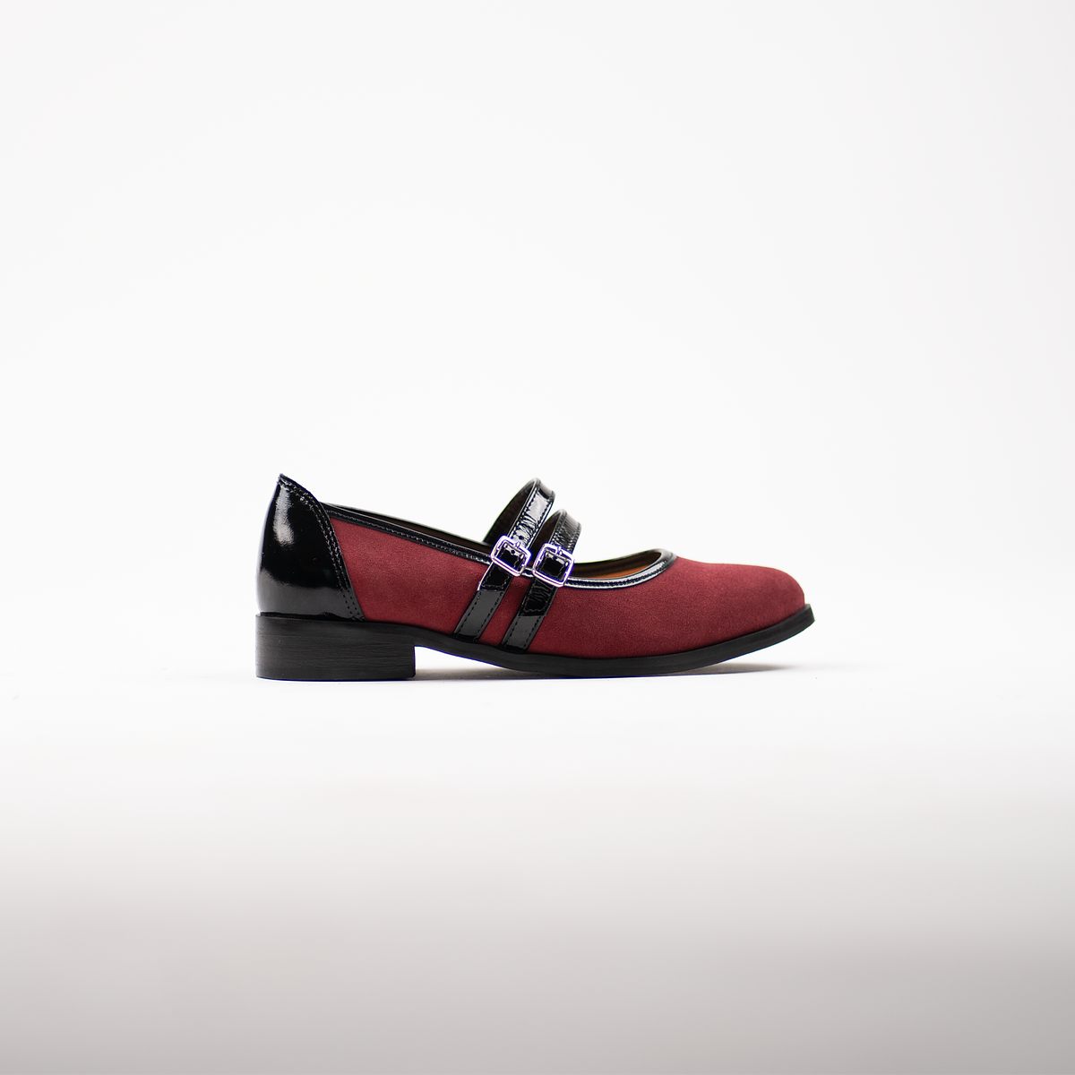 Nuestro zapato mujer estilo ballerina Mary Jane Rojo Burdeo