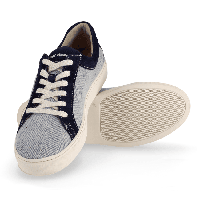 Navy Blue Herringbone Wool Sneakers Just Burel