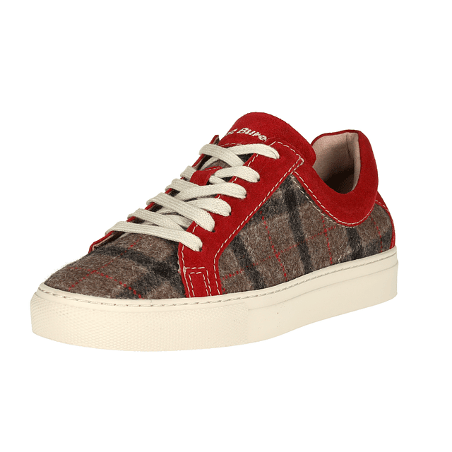 Red Brown Plaid Wool Sneakers Just Burel