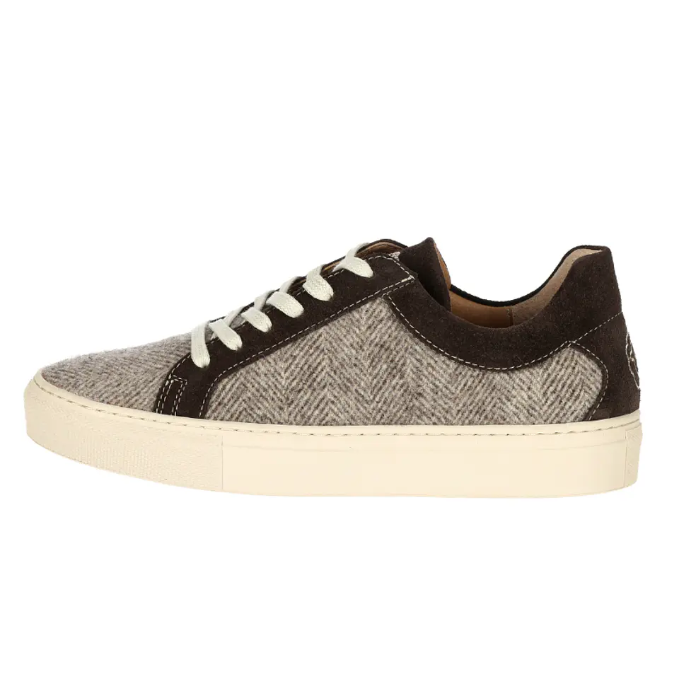 Brown Herringbone Wool Sneaker - Just Burel 2