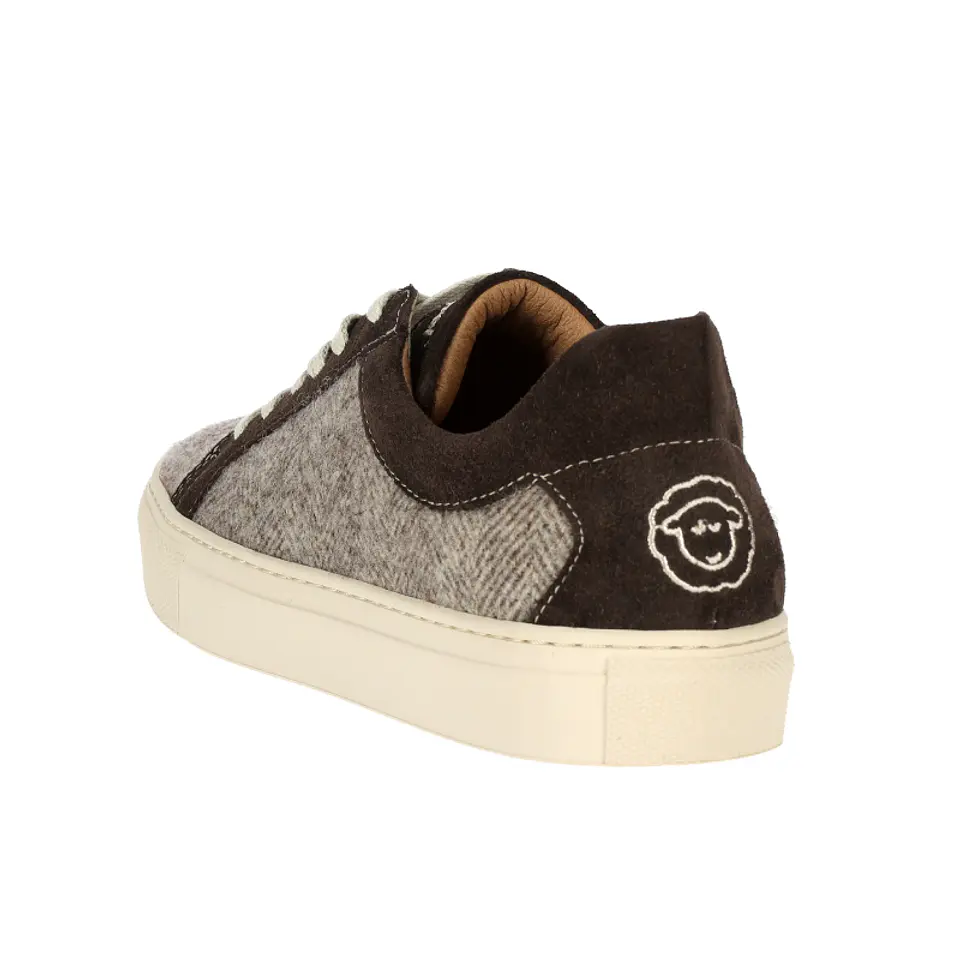 Brown Herringbone Wool Sneaker - Just Burel 3