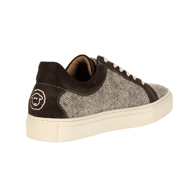 Brown Herringbone Wool Sneaker - Just Burel