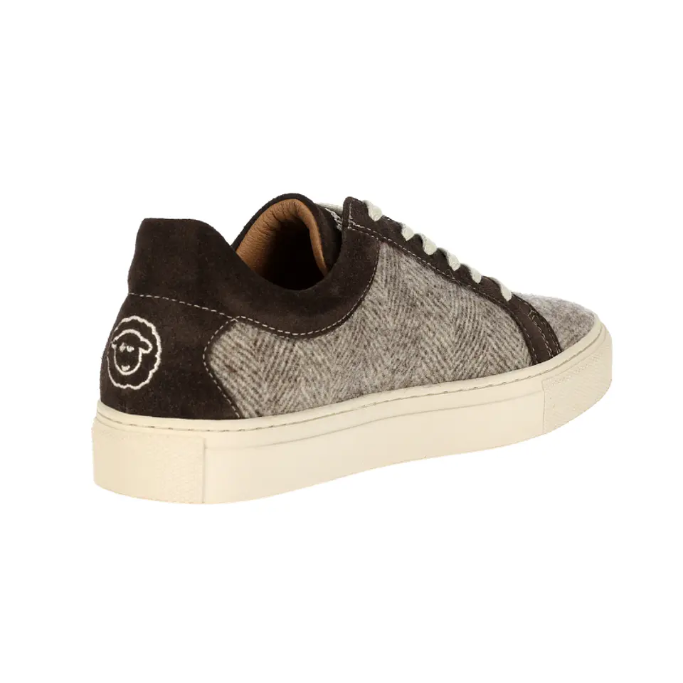 Brown Herringbone Wool Sneaker - Just Burel 4
