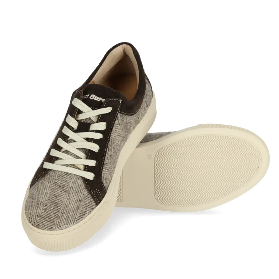 Brown Herringbone Wool Sneaker - Just Burel 5